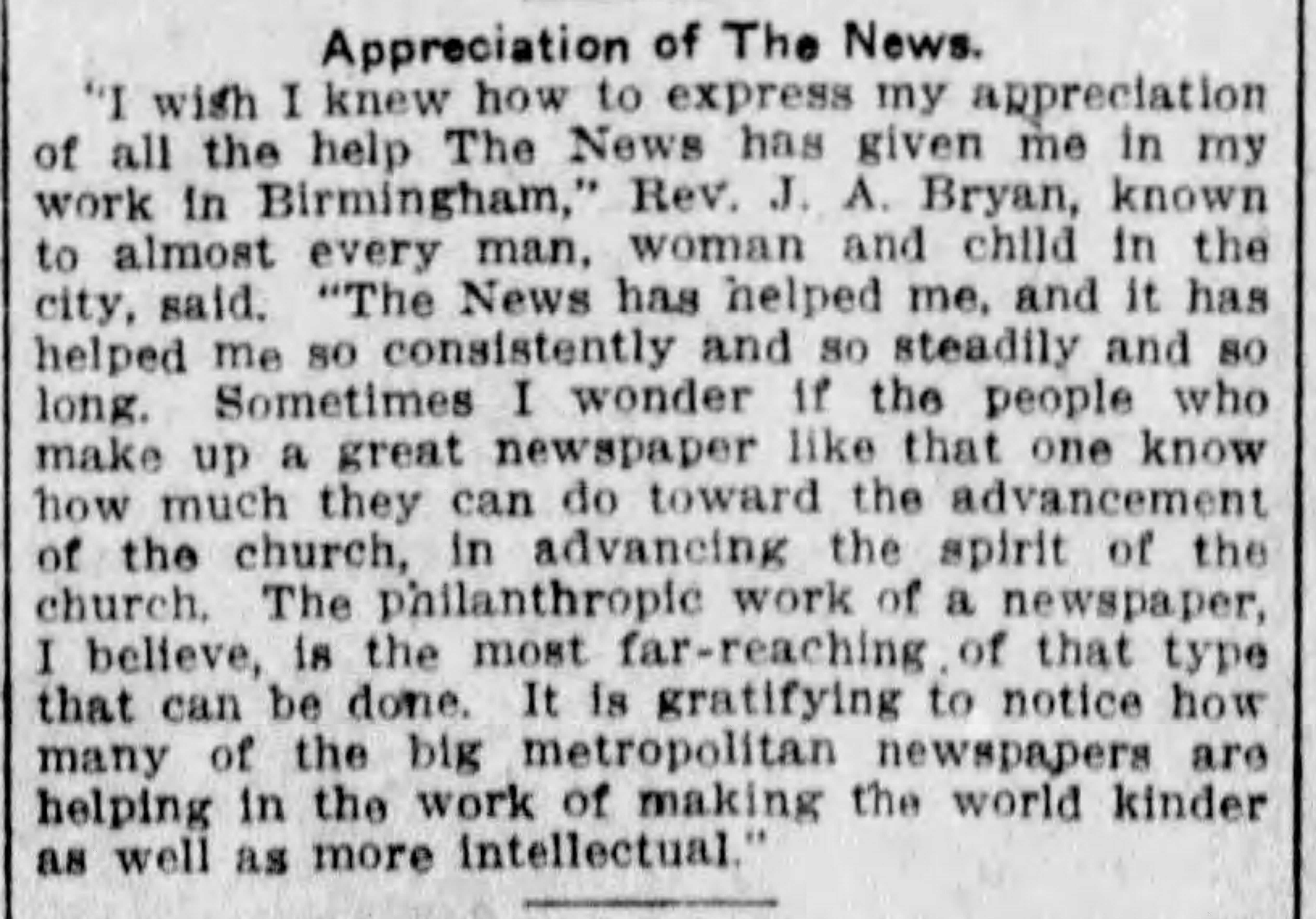 Appreciation of the News